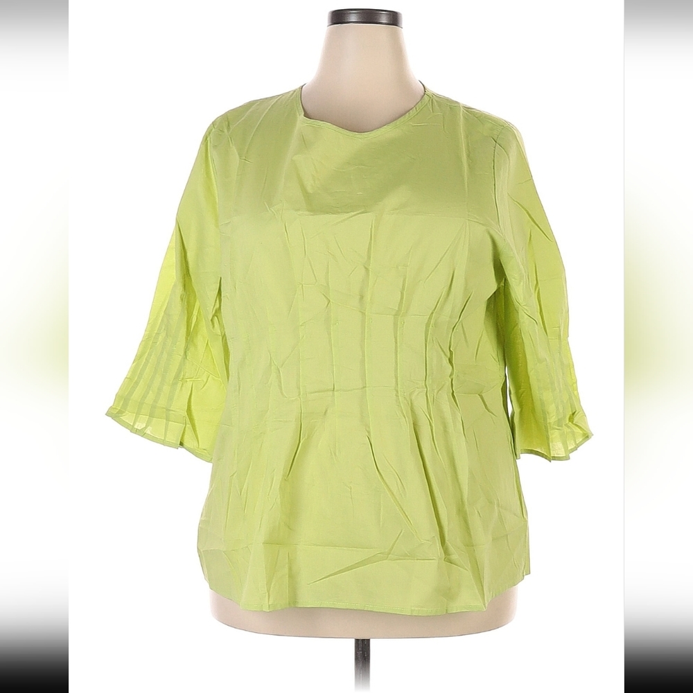 NWT Zanzea Collection light green 3/4 sleeve blouse 100% cotton Size 4X - Picture 1 of 3